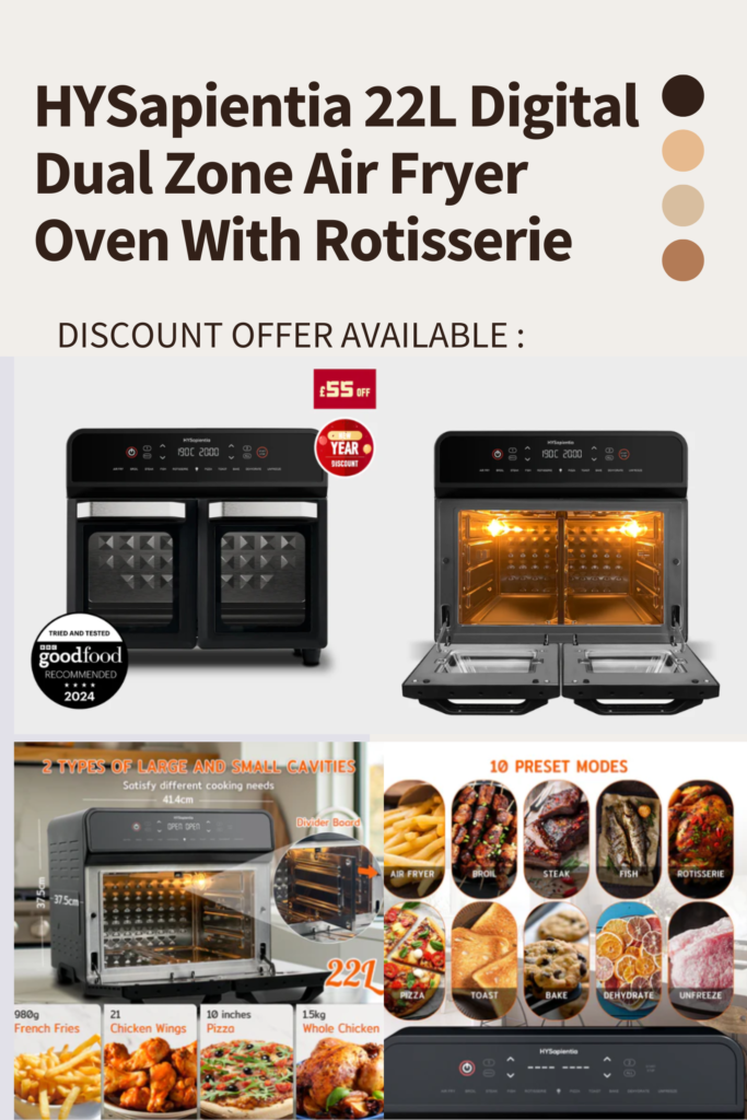 HYSapientia Digital Air Fryer Oven with Rotisserie - 22L