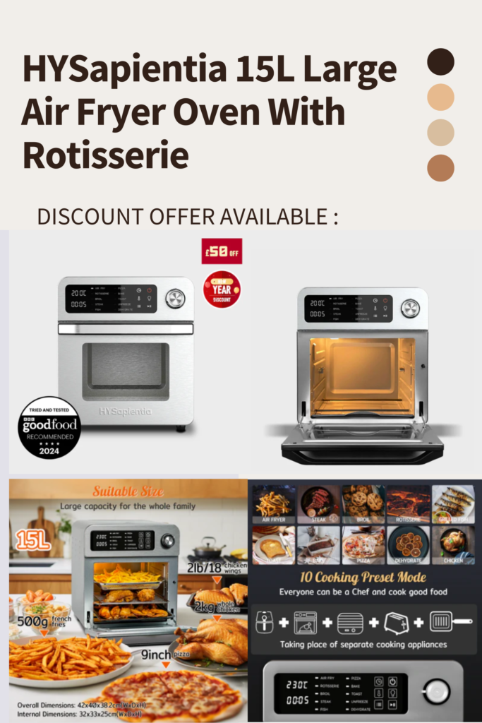 HYSapientia’Digital Air Fryer Oven with Rotisserie - 15L