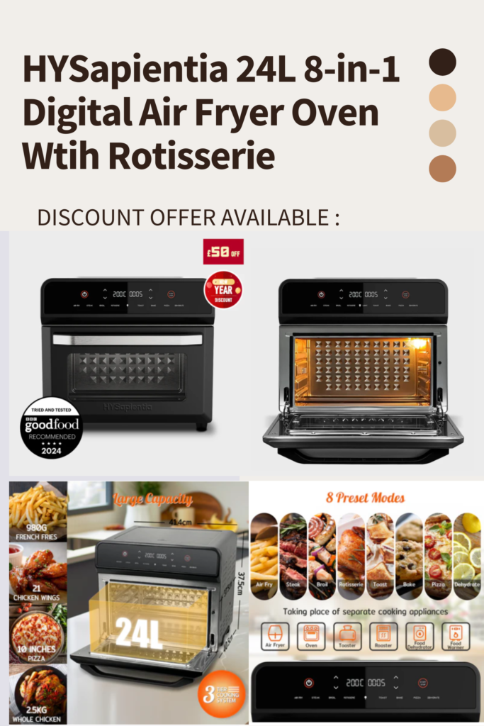 HYSapientia Digital Air Fryer Oven with Rotisserie - 24L